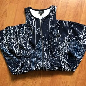 Zipper Front Printed Skater Dress